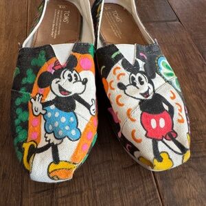 Toms Mickey & Minnie Canvas Slip-Ons in Black, White, Red, Blue, Orange
